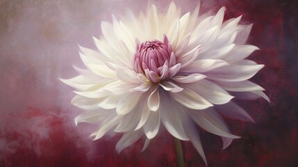  a painting of a white and pink flower on a red background.  generative ai