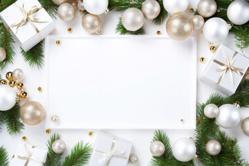 Fototapeta na wymiar Christmas Border and placeholder with white background.