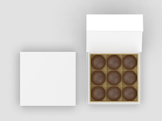 Blank Chocolate paper box Mockup template, 3d illustration.