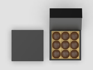 Blank Chocolate paper box Mockup template, 3d illustration.