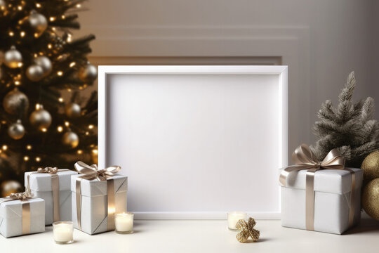 Christmas Border and placeholder with white background.