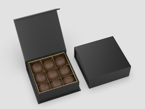 Blank Chocolate paper box Mockup template, 3d illustration.