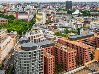 Aerial view of Berlin skyline at the center of the city - obrazy, fototapety, plakaty