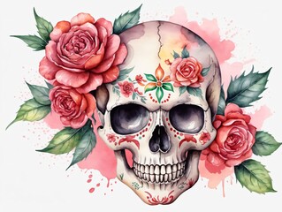 A Skull With Roses On It