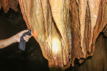 Picture of stalagmites and stalactites inside Phung Chang Cave, Phang Nga, Thailand.