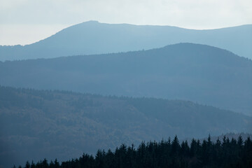 Naklejka premium High mountain in morning time. Beautiful natural landscape. Stara planina, Balkan mountain, Bulgaria