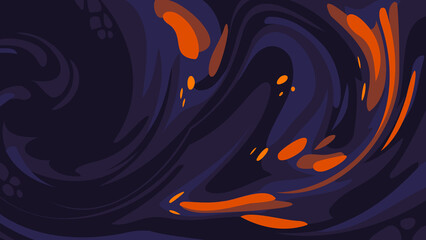 Fototapeta na wymiar Black Purple Orange Abstract Ink Wave Vector Wallpaper Background Image