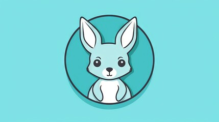  a rabbit with a blue background and a blue circle around it.  generative ai
