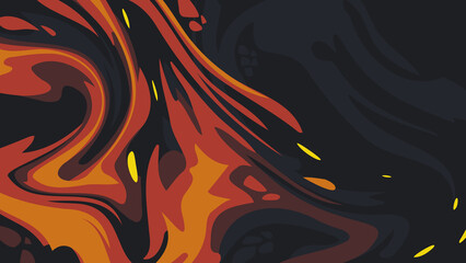Black Orange Abstract Ink Wave Vector Wallpaper Background Image