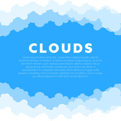 Abstract white cloud on blue sky. Border of clouds. Vector stock illustration