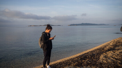 dziewczyna ocean morze grecja piękna okolica saloniki