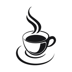 Cup of hot drink, mug of coffee, tea etc. Coffee cup with steam vector icon.