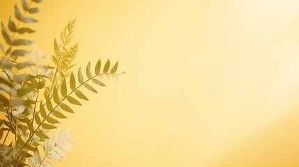  a close up of a plant on a yellow background with a blurry background.  generative ai