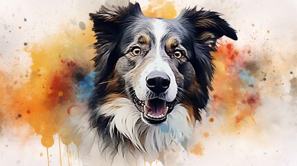  a painting of a dog's face on a white background.  generative ai