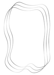 Silver metal frame isolated on white. Vector frame for photo and text. Unusual curved wavy frame