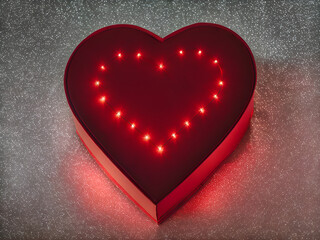 Red heart box with lights