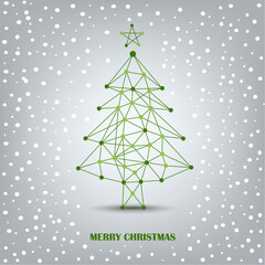 Christmas card with abstract tree in green design