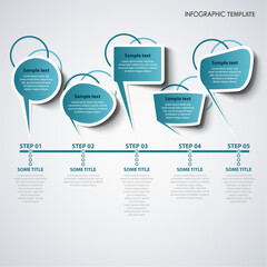 Info graphic with speech bubbles in blue design template