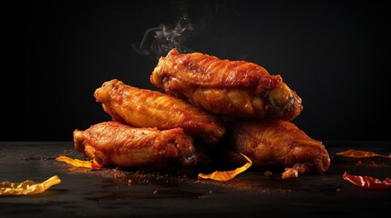  a pile of chicken wings sitting on top of a table.  generative ai