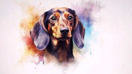  a painting of a dachshund looking up at the camera.  generative ai - obrazy, fototapety, plakaty