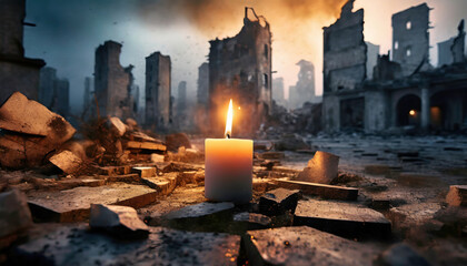 A candle for peace from the war in the Gaza Strip - obrazy, fototapety, plakaty