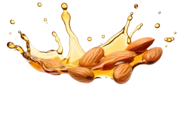Fotobehang Almonds and almond oil on transparent background © Alex