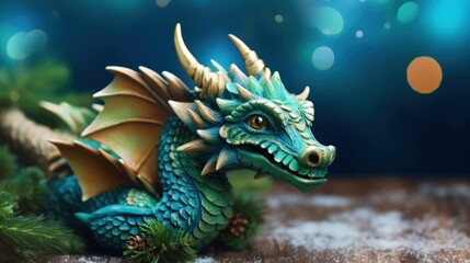 Fototapeta na wymiar Green dragon. Chinese new year of dragon 2024