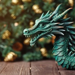 Green dragon. Chinese new year of dragon 2024