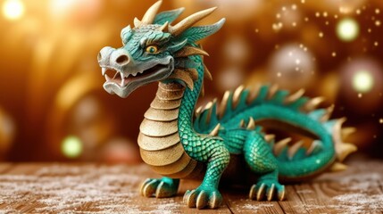 Fototapeta premium Green dragon. Chinese new year of dragon 2024