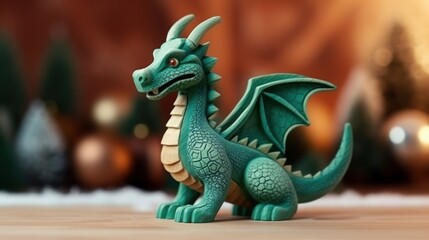 Fototapeta premium Green dragon. Chinese new year of dragon 2024