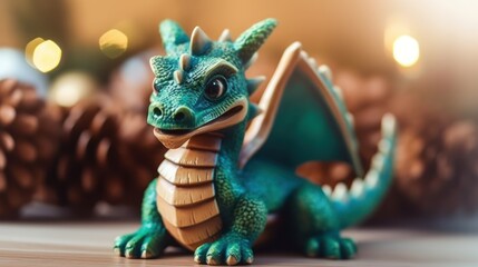 Green dragon. Chinese new year of dragon 2024