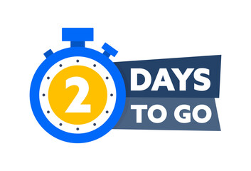 2 Days to go. Countdown timer. Countdown left days banner. Sale or promotion timer, alarm clock - obrazy, fototapety, plakaty