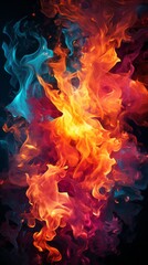 tongues of colorful flame