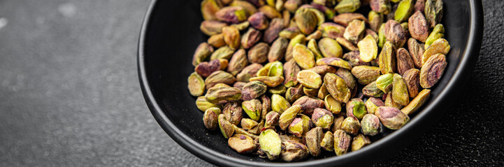 pistachio peeled nut healthy eating cooking appetizer meal food snack on the table copy space food background rustic top view