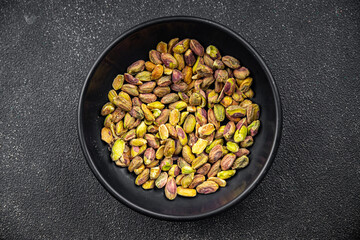 pistachio peeled nut healthy eating cooking appetizer meal food snack on the table copy space food background rustic top view