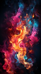 tongues of colorful flame
