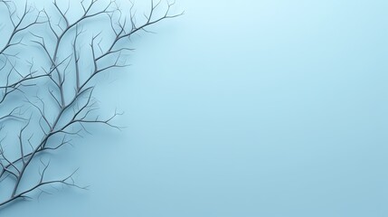  a tree branch with no leaves on a light blue background.  generative ai