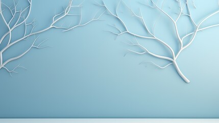  a blue background with white branches and a light blue background.  generative ai