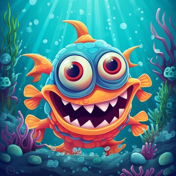 a cartoon fish in the water