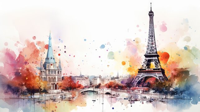  a painting of the eiffel tower in paris, france.  generative ai
