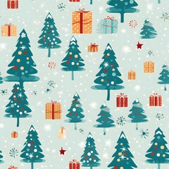 Obraz premium Christmas Seamless tile pattern gift wrap background design