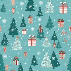 Christmas Seamless tile pattern gift wrap background design