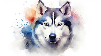  a husky dog with blue eyes and a black nose and white nose.  generative ai