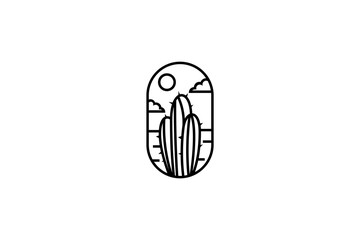 Cactus logo with line art design style
