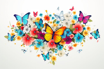 fantasy invitation, postcard butterflies flying art - obrazy, fototapety, plakaty
