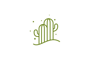Cactus plant logo with a simple linear design style