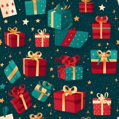 Christmas Seamless tile pattern gift wrap background design