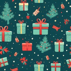 Christmas Seamless tile pattern gift wrap background design