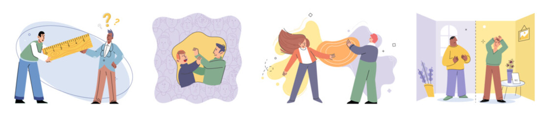 Boundary vector illustration. Social interactions heavily rely on effective communication and respect for boundaries Societys norms shape our understanding personal space and boundaries