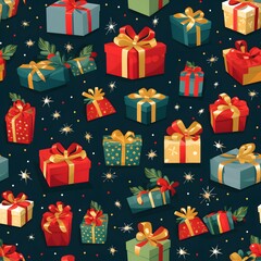 Christmas Seamless tile pattern gift wrap background design